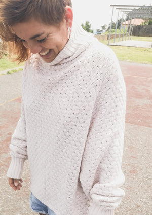 SWEATER TURTLENECK - KNIT PEARL beige - BERENIK