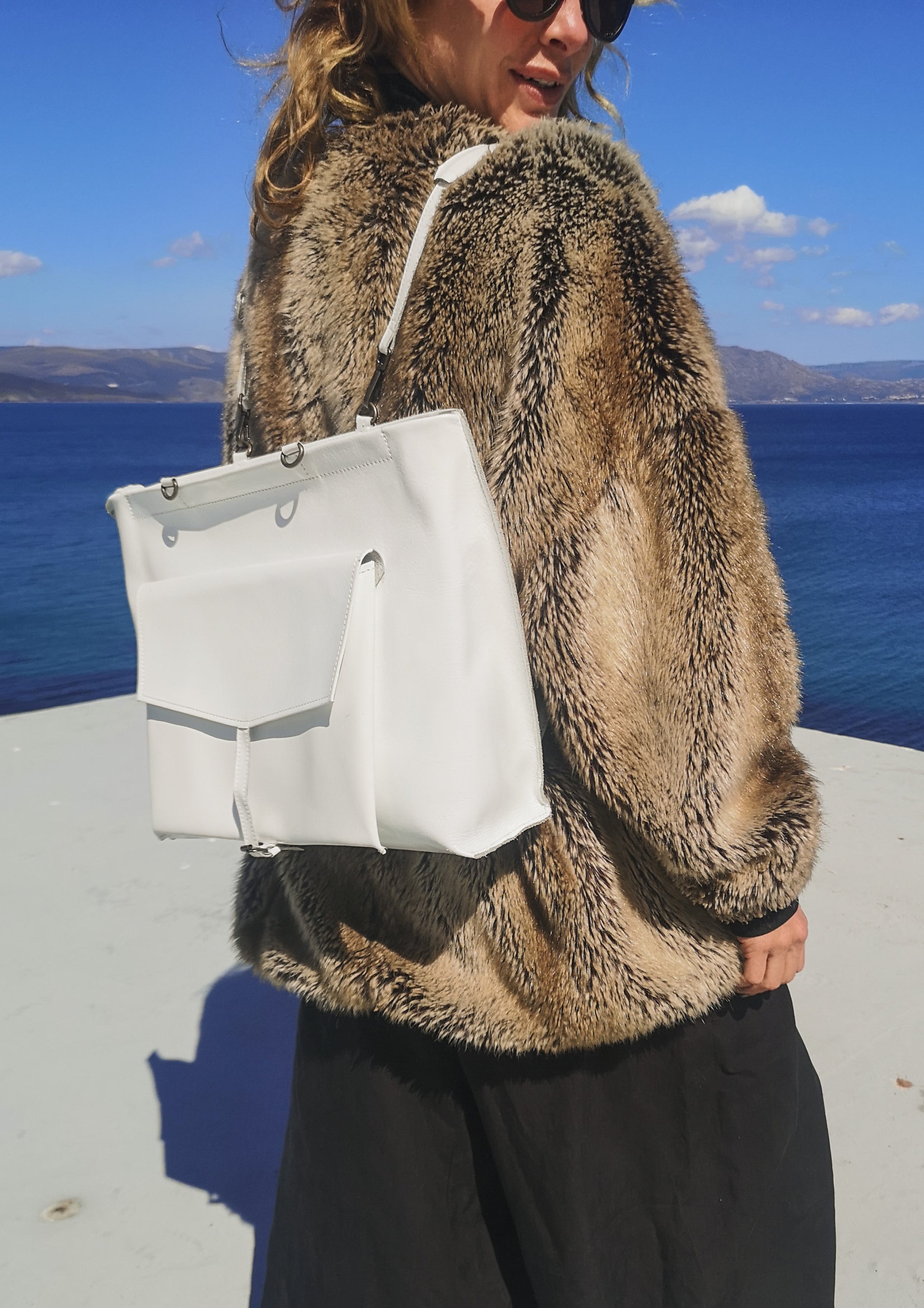 PILOT JACKET - FAUX RACOON black/beige - BERENIK