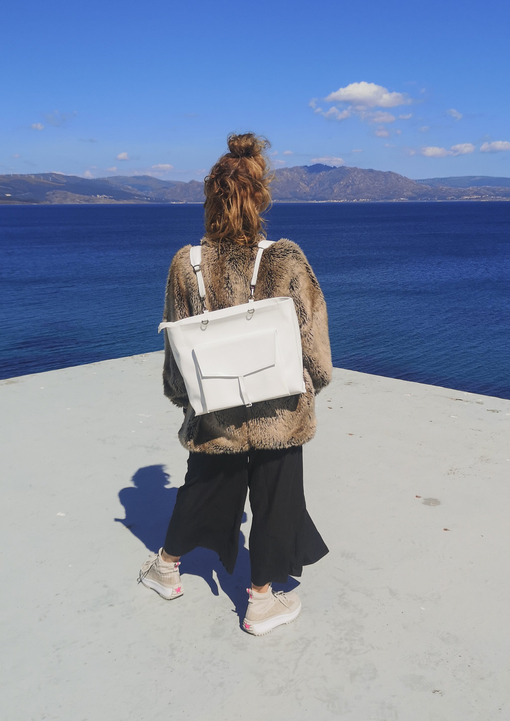 PILOT JACKET - FAUX RACOON black/beige - BERENIK