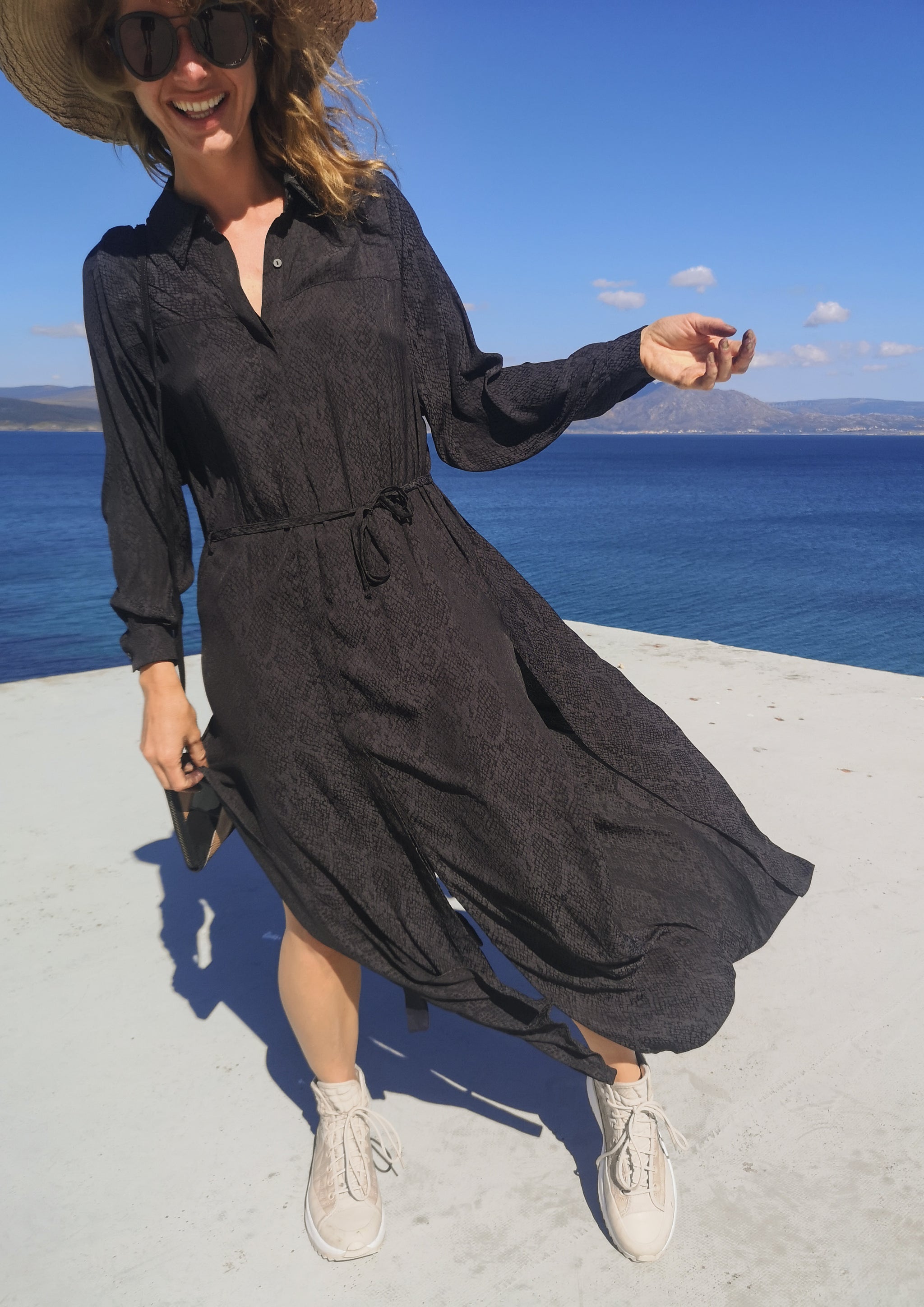 DRESS/CARDIGAN - JACQUARD SATIN black snake - BERENIK