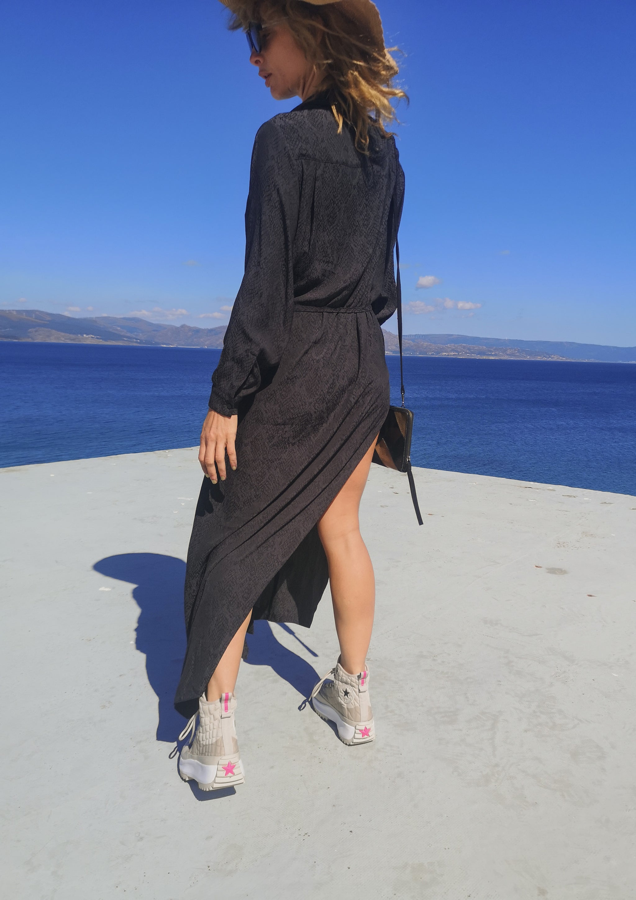DRESS/CARDIGAN - JACQUARD SATIN black snake - BERENIK
