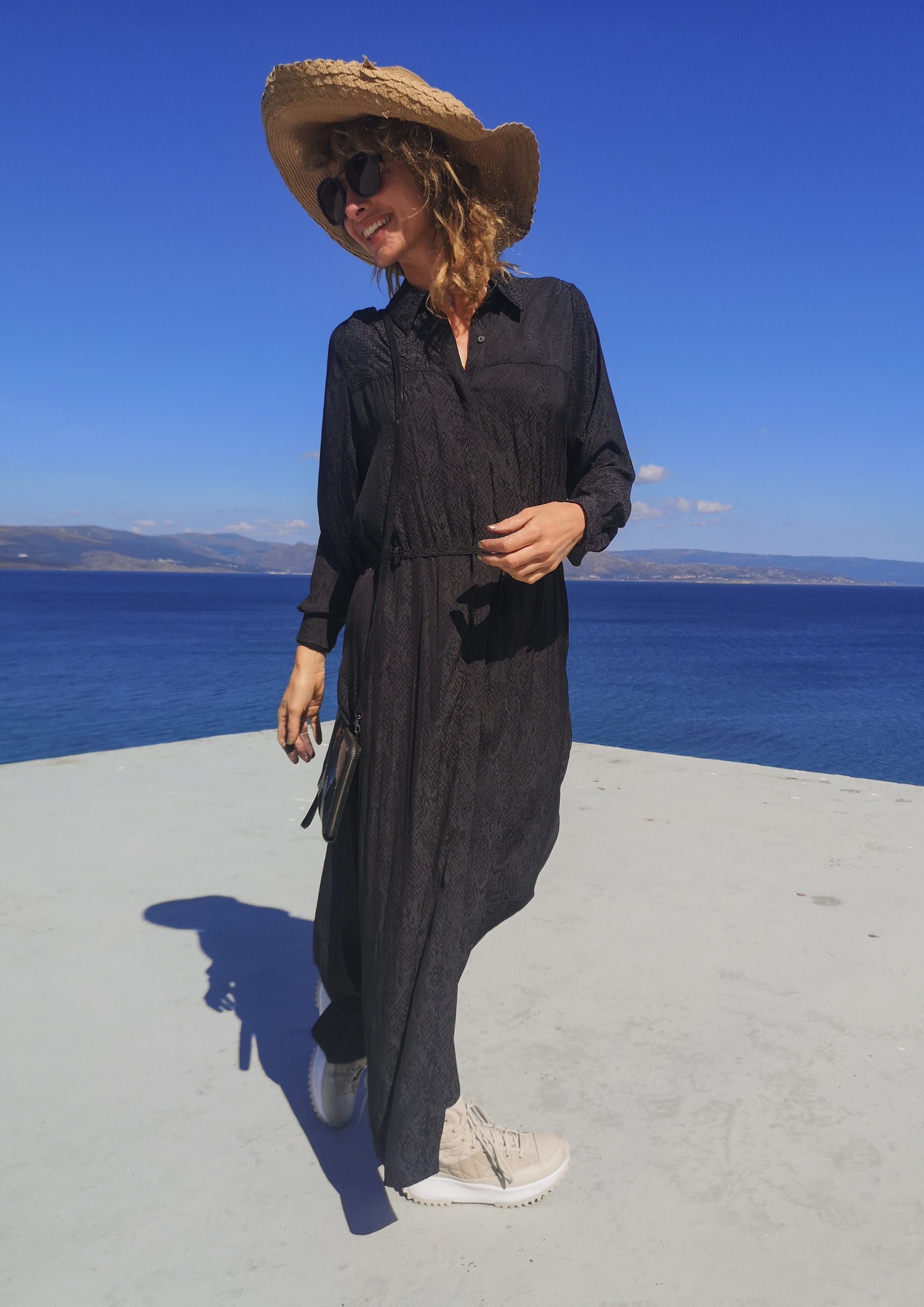 DRESS/CARDIGAN - JACQUARD SATIN black snake - BERENIK