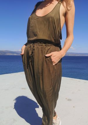 TANK TOP - SILKY CUPRO BIAS khaki - BERENIK