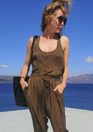 TANK TOP - SILKY CUPRO BIAS khaki - BERENIK