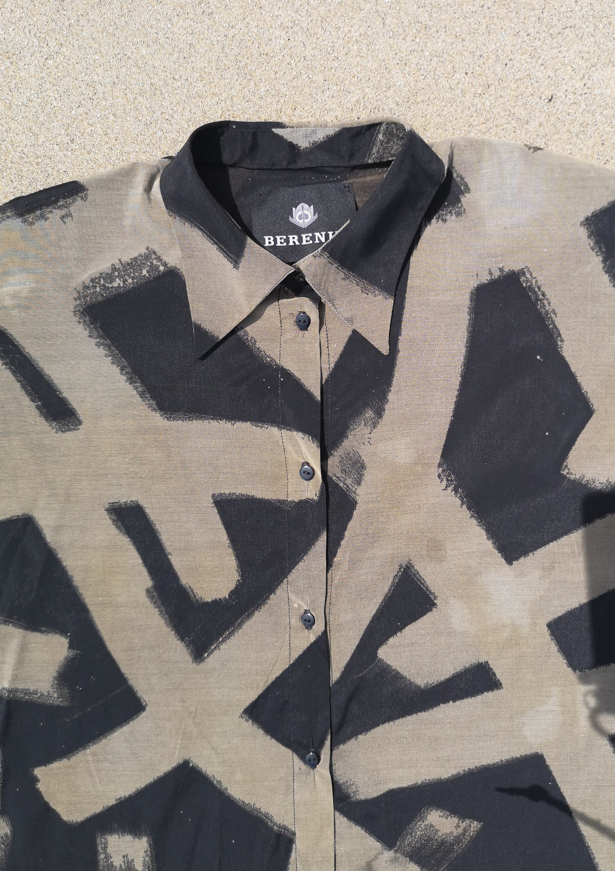 HOMEMADE - UNIQUE BLOUSE UNISEX - HAND PAINTED - black / grey - BERENIK