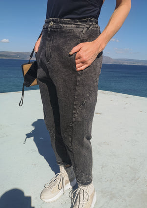 PANTS HIGH WAIST - DENIM washed black - BERENIK