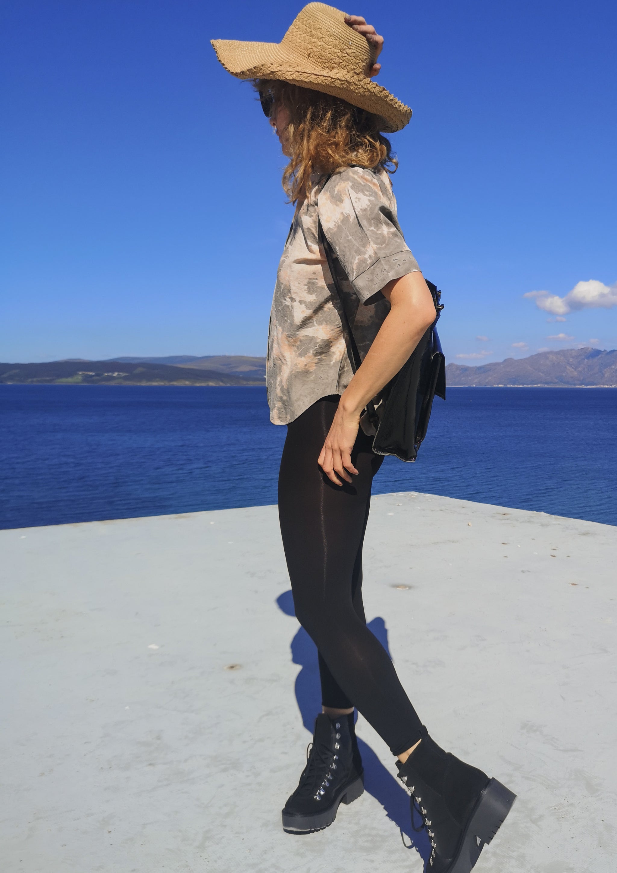 HOMEMADE - UNIQUE BLOUSE UNISEX - HAND PAINTED - grey / orange - BERENIK