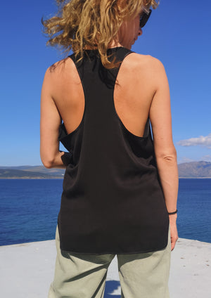 TANK TOP - HEAVY DRAPING black - BERENIK