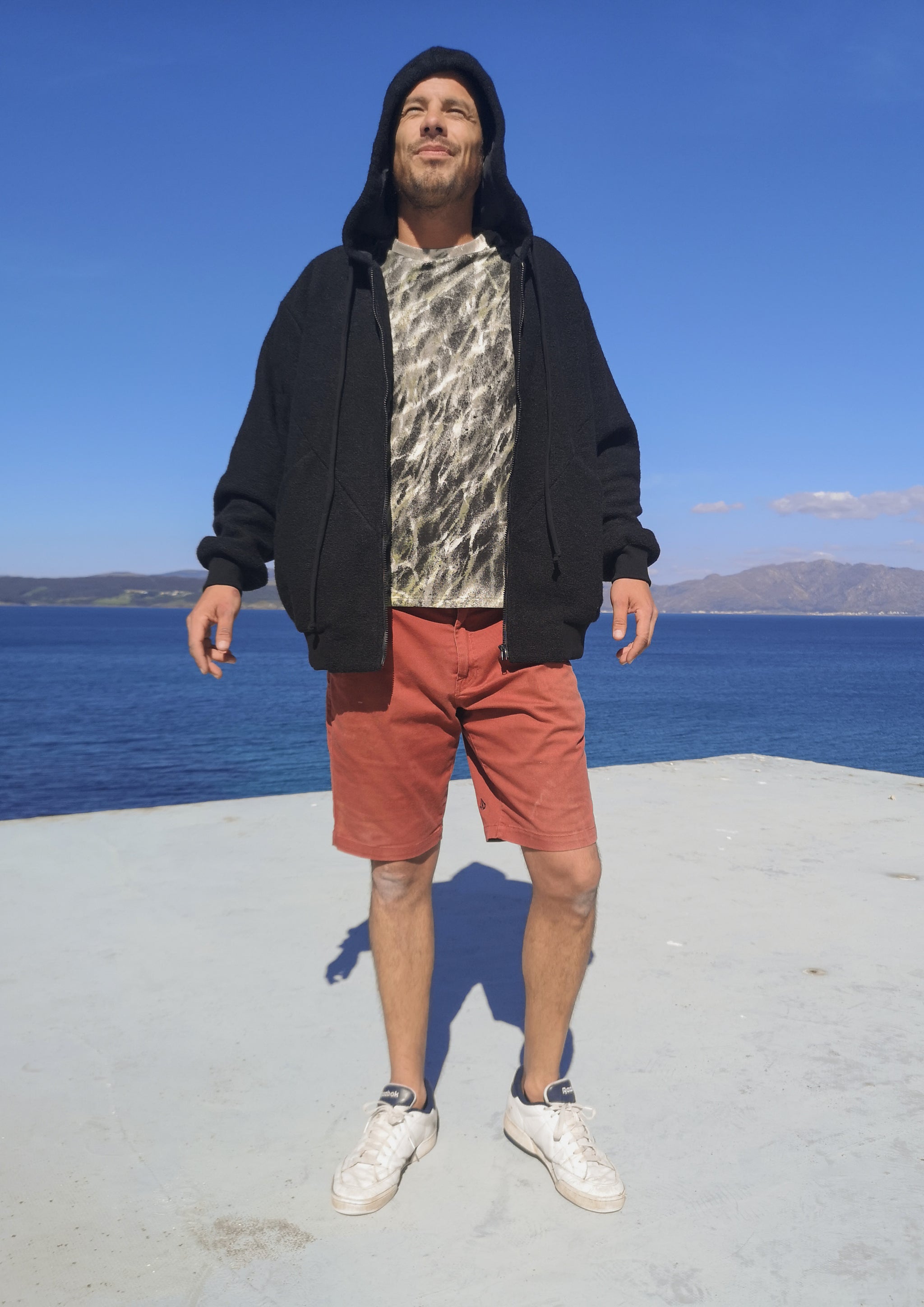 T-SHIRT UNISEX - COTTON JERSEY hand painted black / grey / green - BERENIK