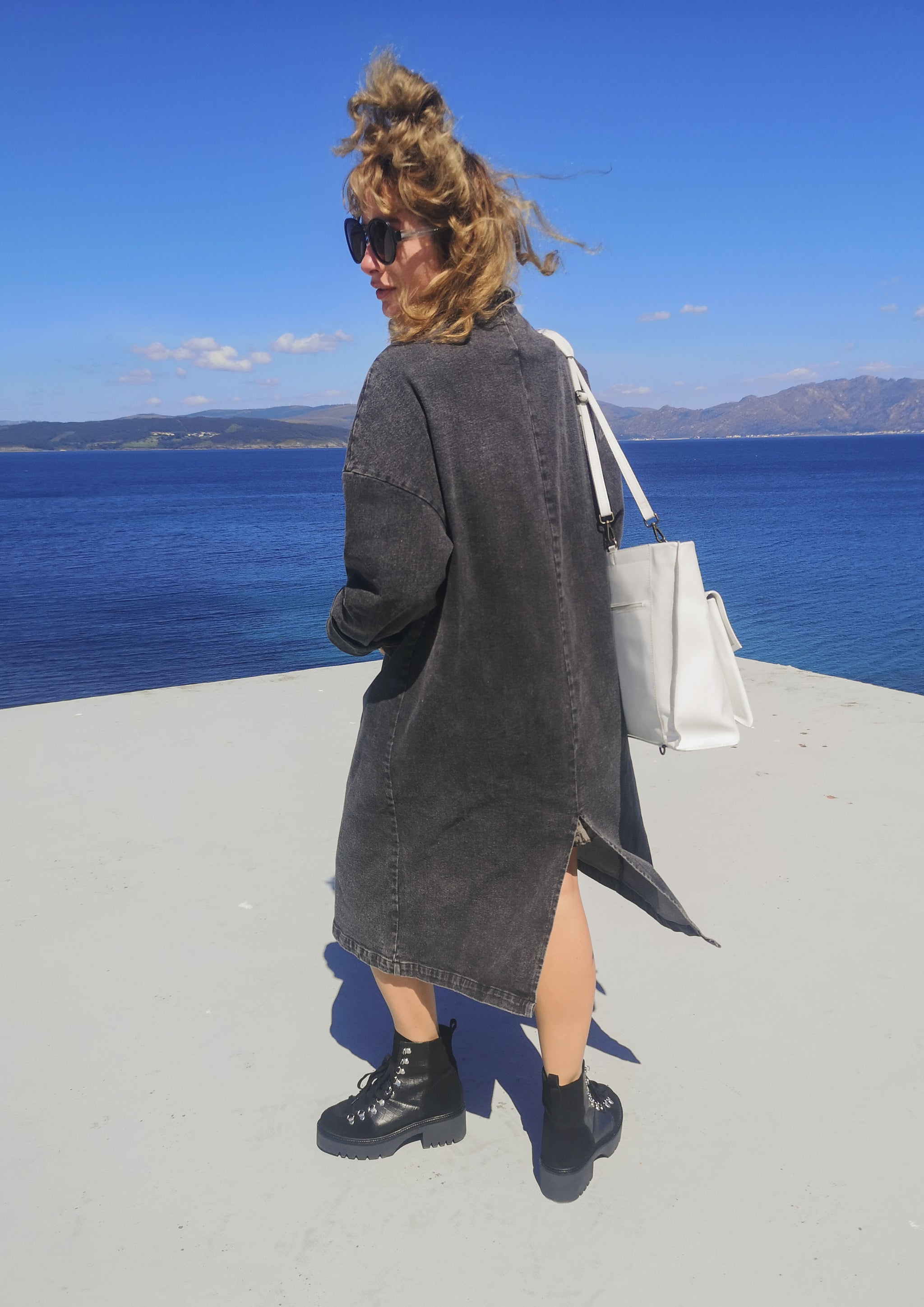 STYLISH SUMMER COAT - DENIM washed black - BERENIK