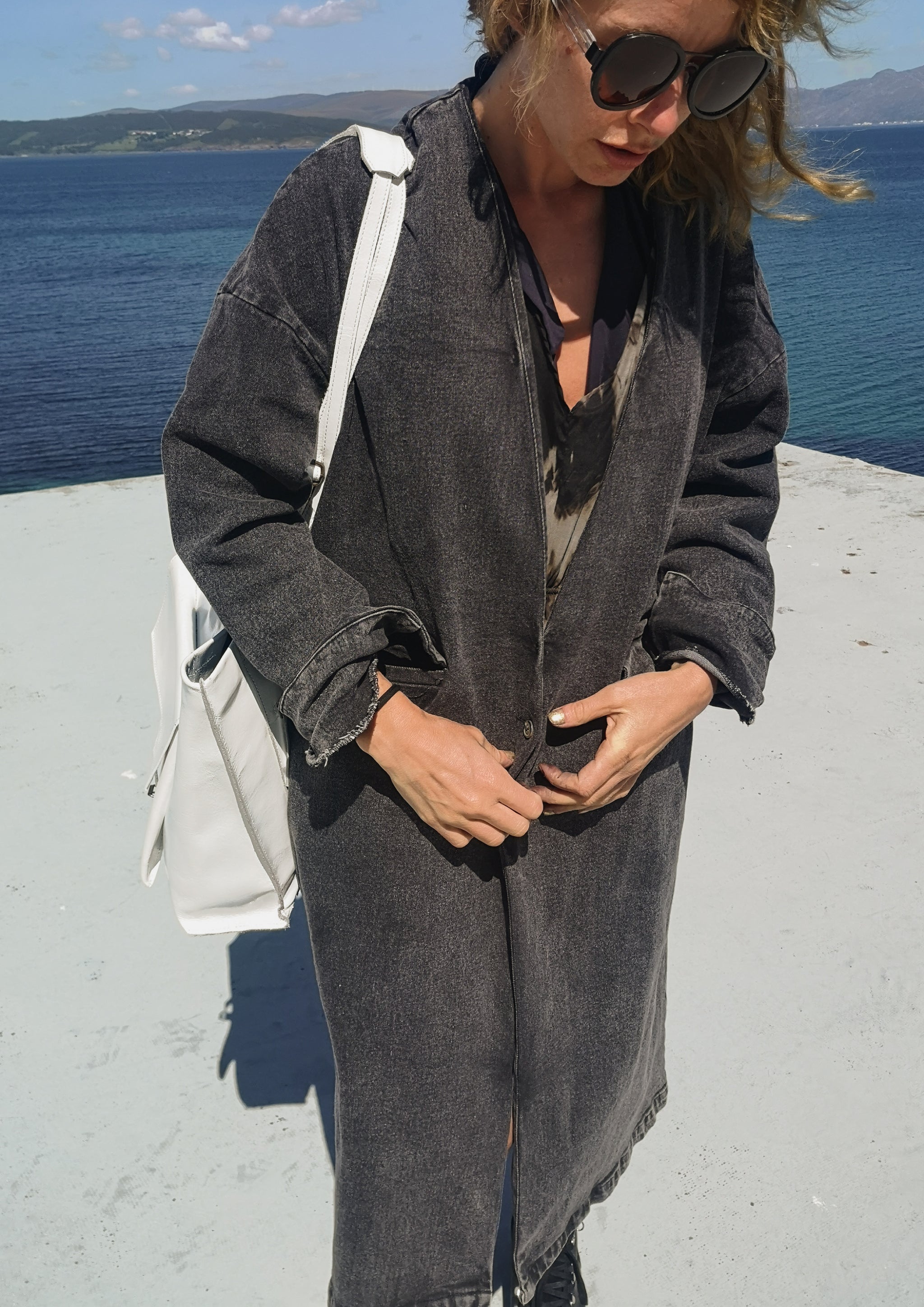 STYLISH SUMMER COAT - DENIM washed black - BERENIK