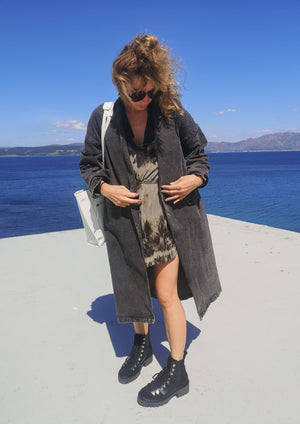 STYLISH SUMMER COAT - DENIM washed black - BERENIK