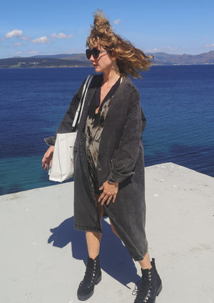 STYLISH SUMMER COAT - DENIM washed black - BERENIK