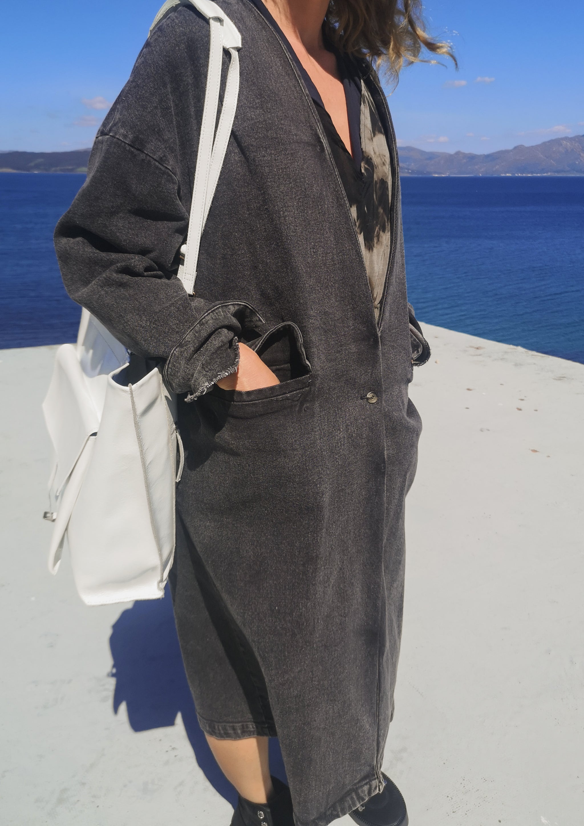 STYLISH SUMMER COAT - DENIM washed black - BERENIK