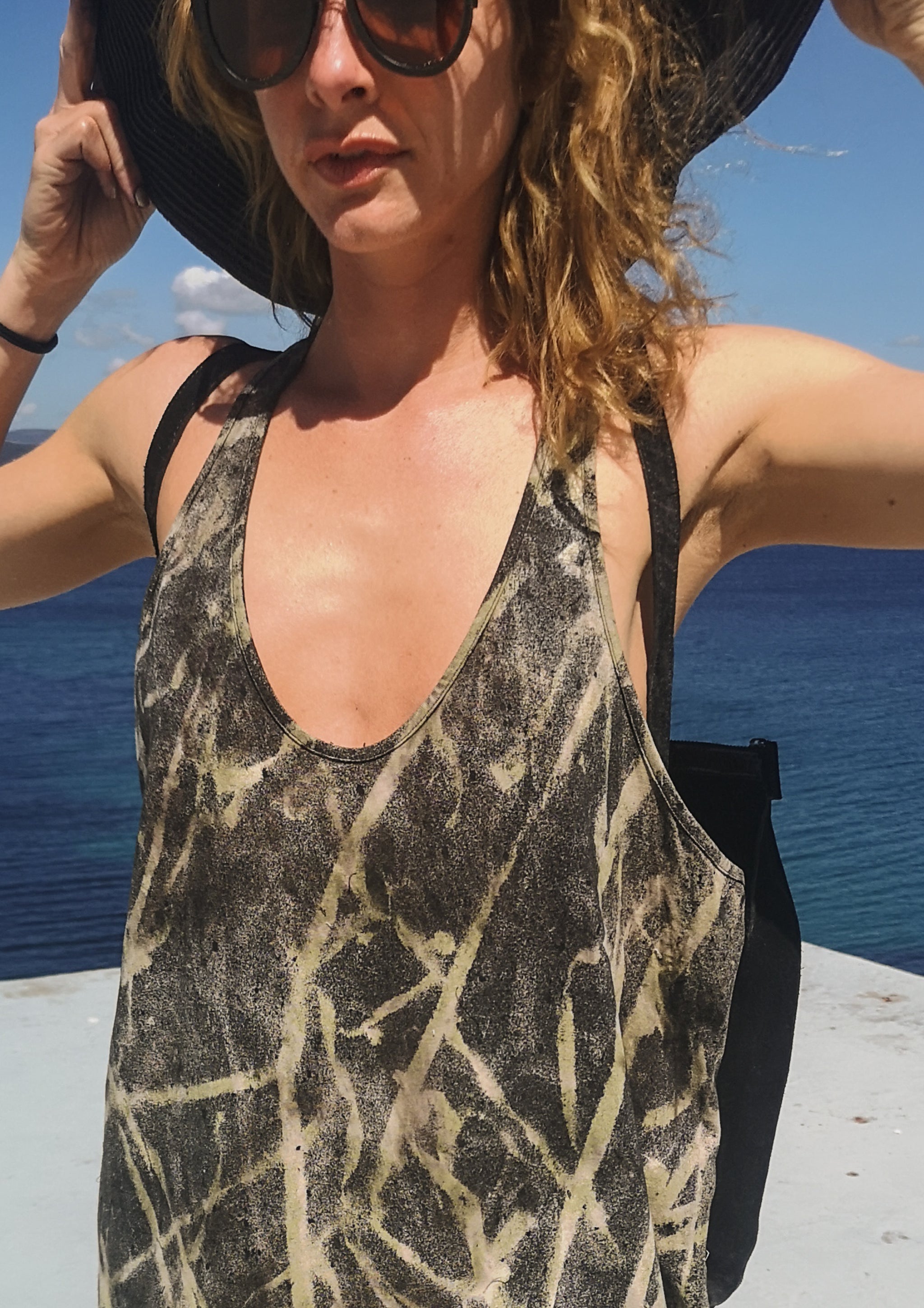 TANK DRESS - black / green / grey painted - BERENIK