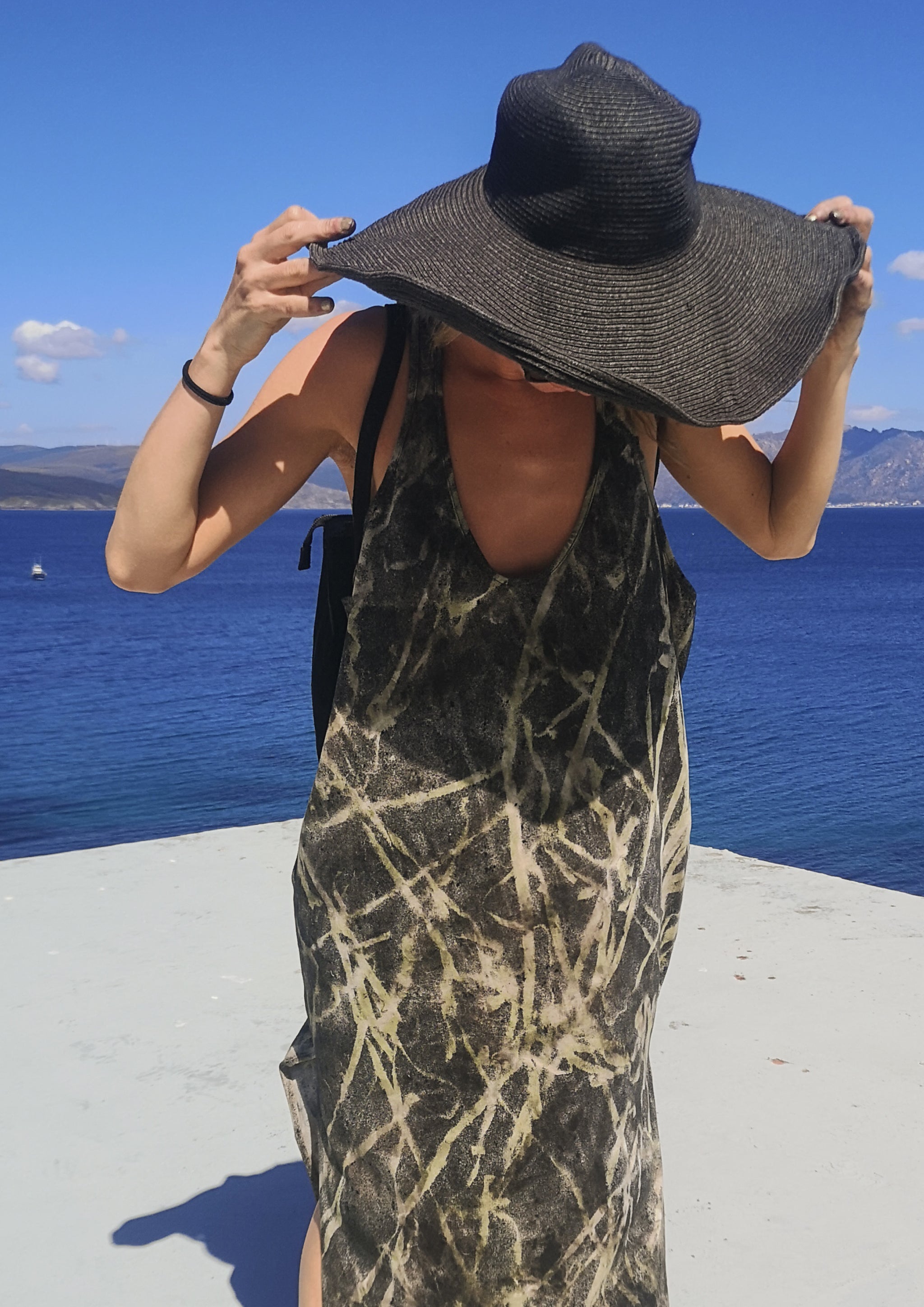 TANK DRESS - black / green / grey painted - BERENIK