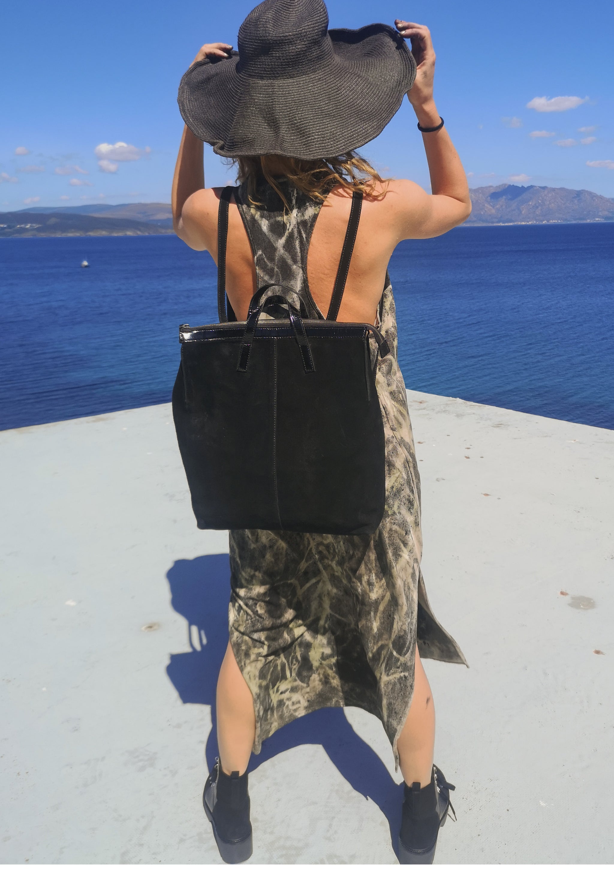 TANK DRESS - black / green / grey painted - BERENIK