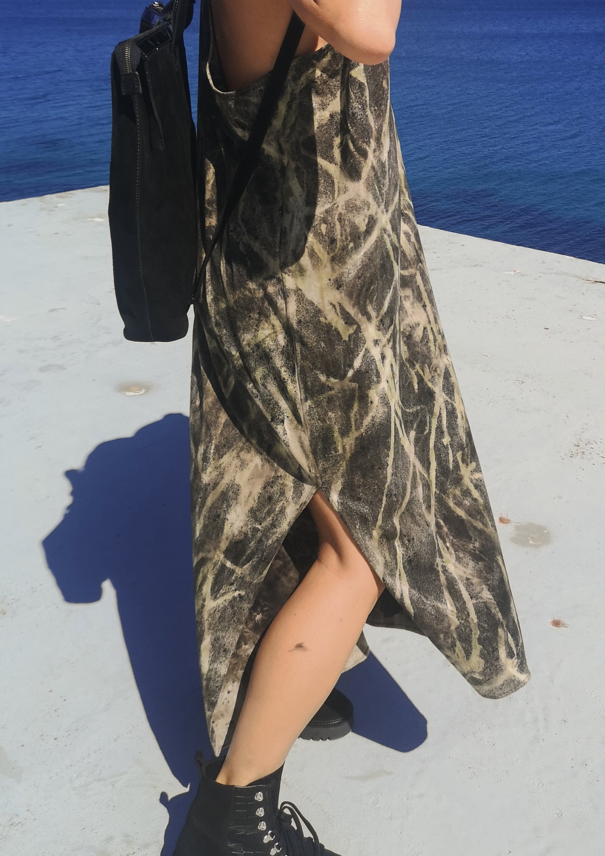 TANK DRESS - black / green / grey painted - BERENIK