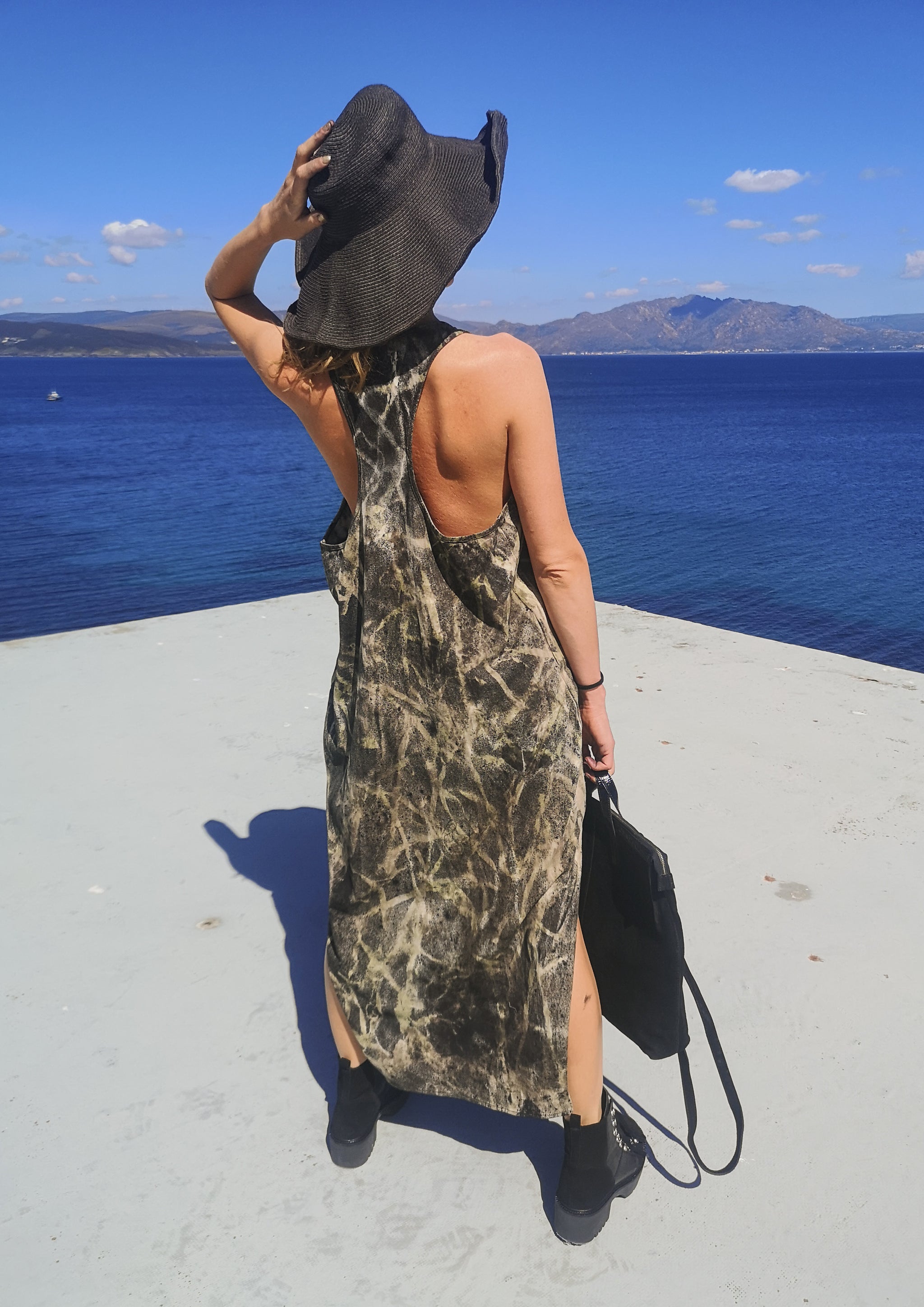 TANK DRESS - black / green / grey painted - BERENIK