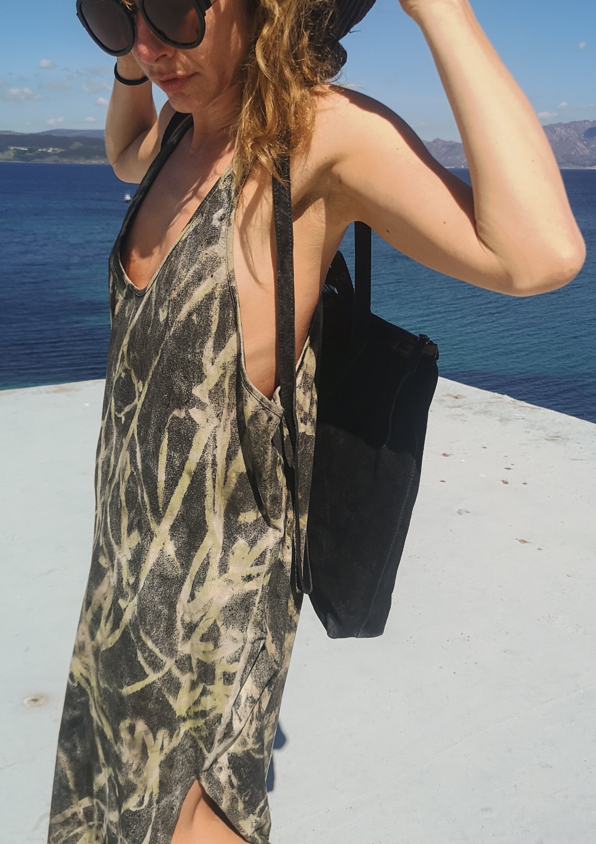 TANK DRESS - black / green / grey painted - BERENIK