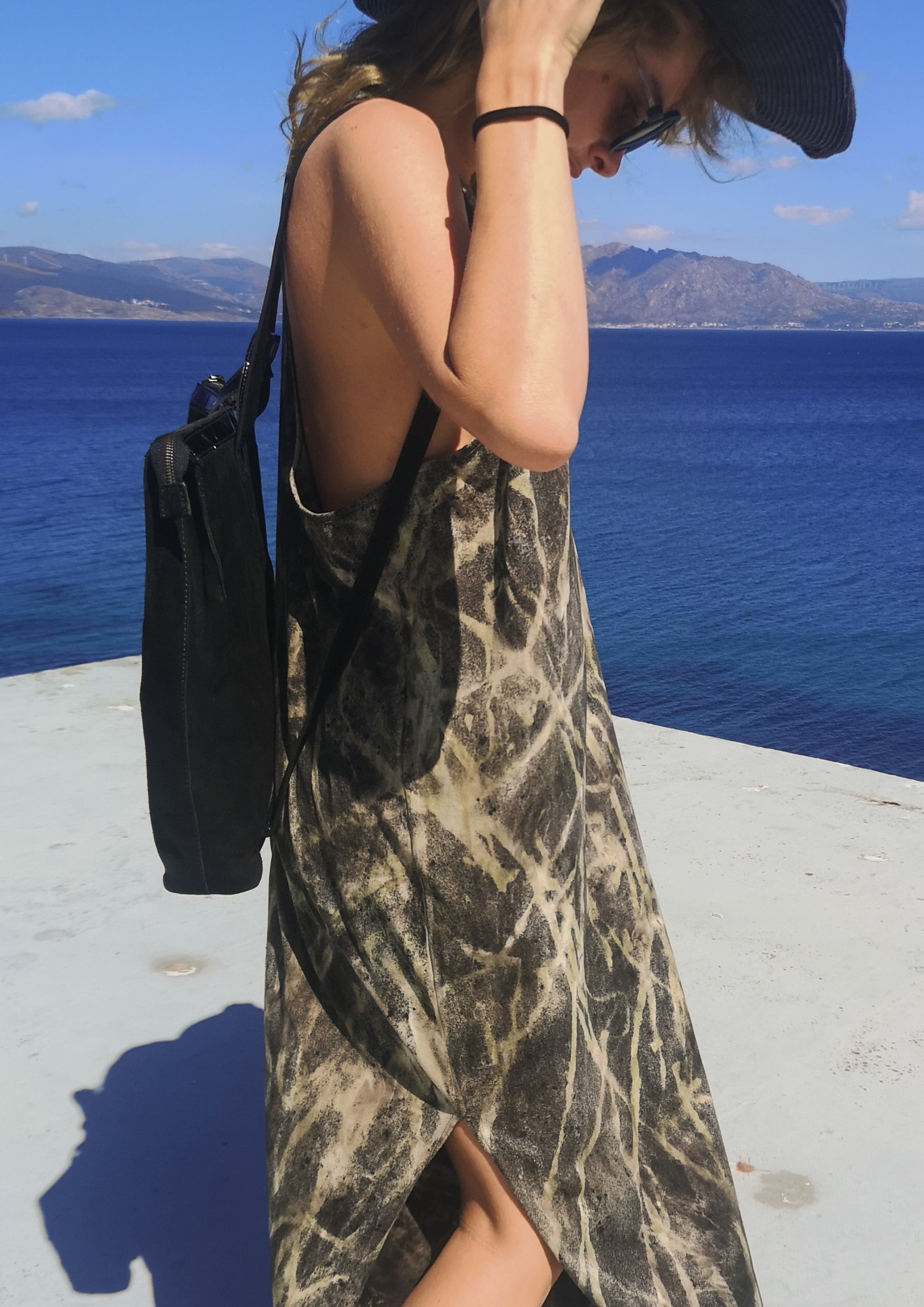 TANK DRESS - black / green / grey painted - BERENIK