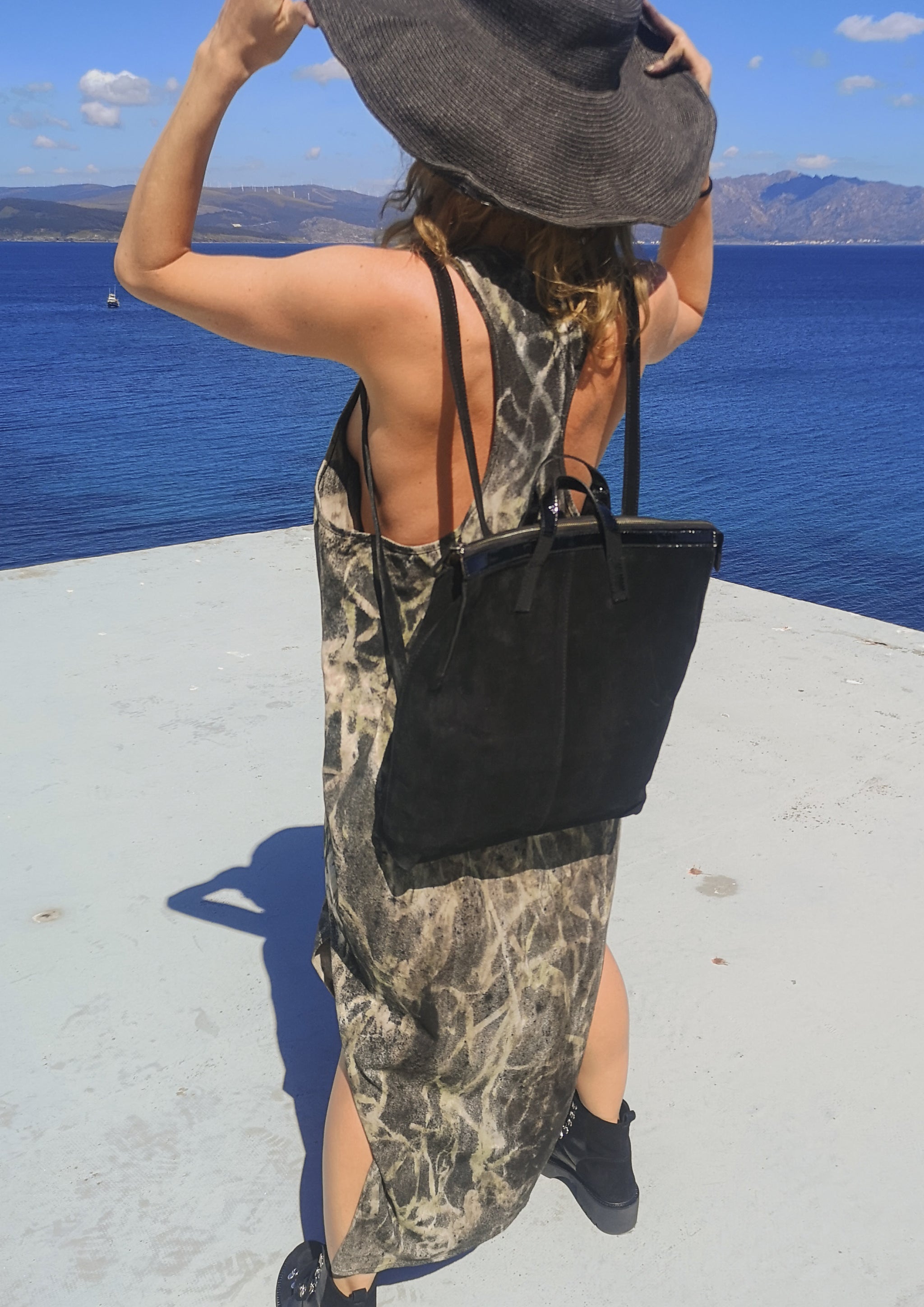 TANK DRESS - black / green / grey painted - BERENIK