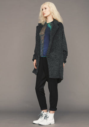 COAT- ALPACA SHAGGY dark grey - BERENIK