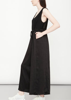 JUMPSUIT WIDE - black shiny/matt/mesh - BERENIK