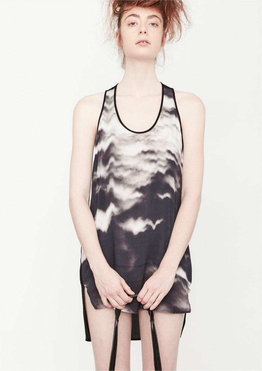 TANK TOP OVERSIZED - printed black/white - BERENIK