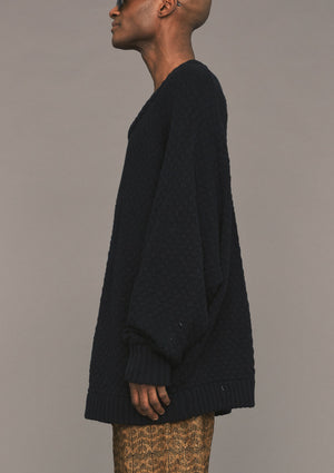 SWEATER OVERSIZE - KNIT PEARL black - BERENIK