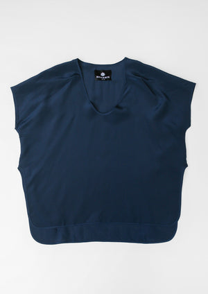 SHIRT SLEEVELESS U COLLAR - SILK dark blue - BERENIK