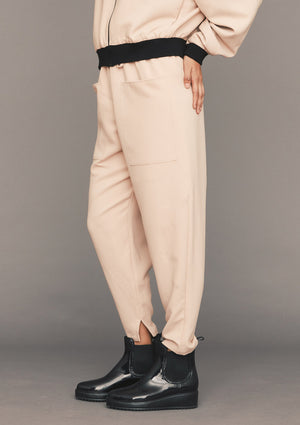 PANTS LOOSE ELASTIC- TWILL BIAS nude - BERENIK