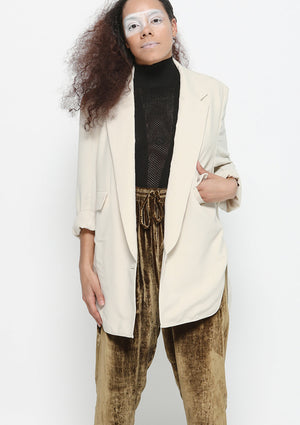 BLAZER - SILKY STRETCH CREPE beige - BERENIK