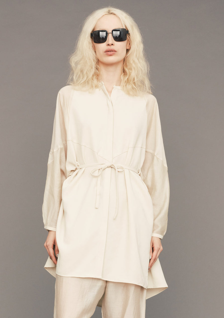 BLOUSE/DRESS - SILKY STRETCH CREPE beige - BERENIK