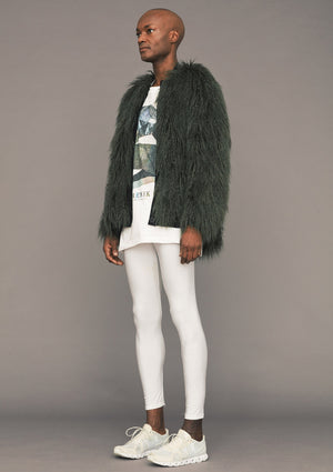 PILOT JACKET - FAUX FUR SHAGGY dark green / FUR LINING black - BERENIK