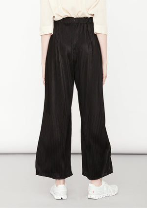 PANTS WIDE ELASTIC - black pleated - BERENIK