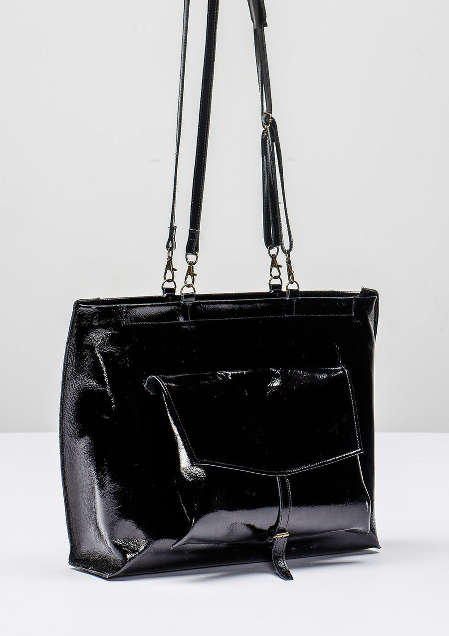 BAG/BACKPACK - PATENT LEATHER black - BERENIK