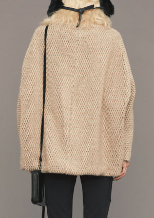 SWEATER POCKETS - WOOL BLEND RHOMB KNIT beige - BERENIK