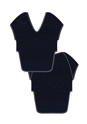 SHIRT SLEEVELESS U COLLAR - SILK dark blue - BERENIK