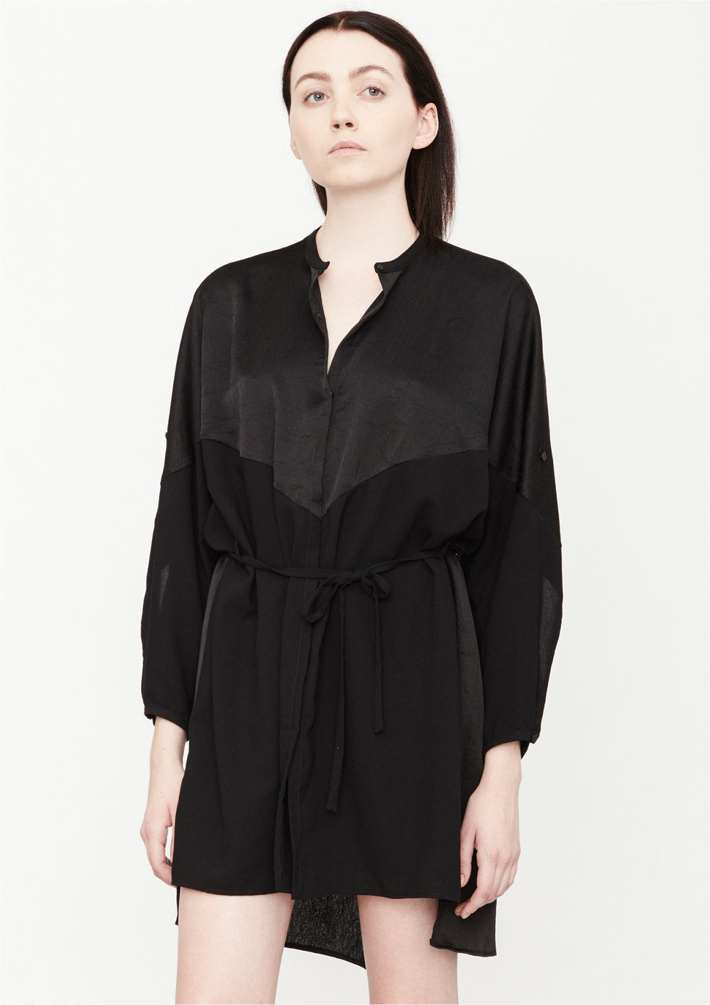 BLOUSE/DRESS BLACK SHINY/MATT - BERENIK