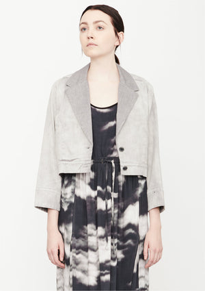 JACKET REVERS SHORT - DENIM light grey washed - BERENIK