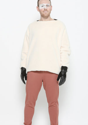 SWEATER POCKETS - SOFT FAUX FUR ivory - BERENIK