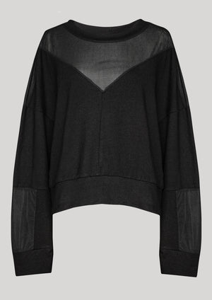 SWEATER PATCHWORK - COTTON JERSEY black transparent/opaque - BERENIK
