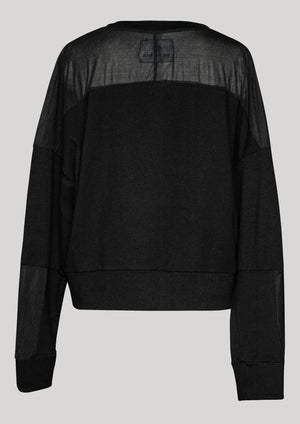 SWEATER PATCHWORK - COTTON JERSEY black transparent/opaque - BERENIK