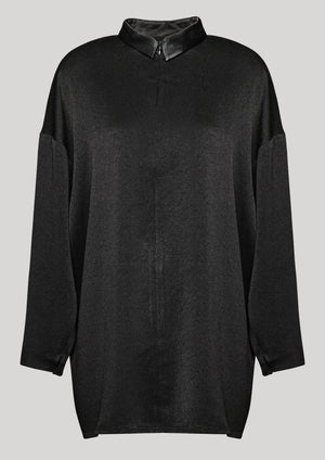 SHIRT COLLAR ZIP - HEAVY DRAPING black - BERENIK