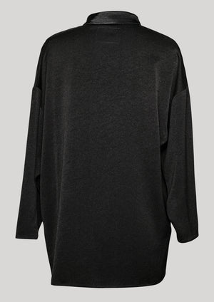 SHIRT COLLAR ZIP - HEAVY DRAPING black - BERENIK