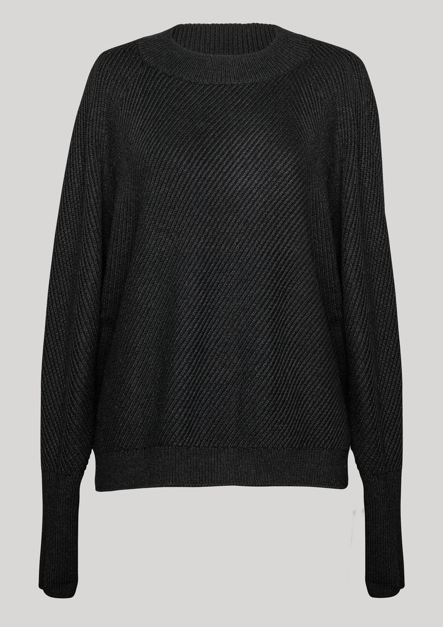 SWEATER - KNIT BIAS RIB black - BERENIK