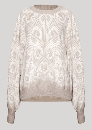 SWEATER OVERSIZED - KNIT PEACOCK beige - BERENIK