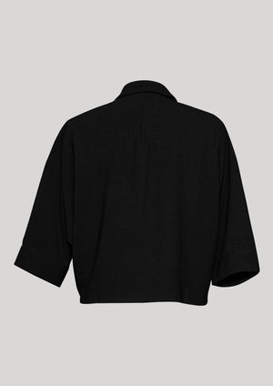 BLOUSE - SHORT SLEEVES - black plain - BERENIK