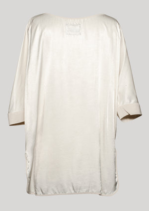 TOP OVERSIZE - SILKY RAYON SATIN white - BERENIK
